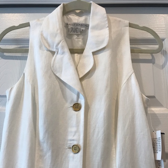 MAGGY LONDON - LINEN BUTTON-FRONT DRESS - Picture 2 of 7